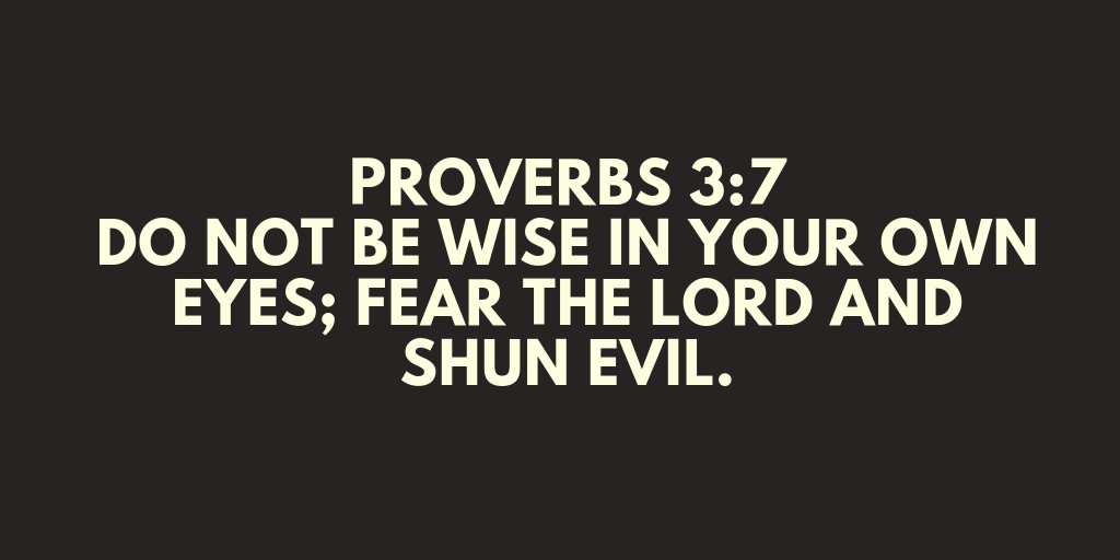 Do not be wise in your own eyes fear the LORD and shun evil