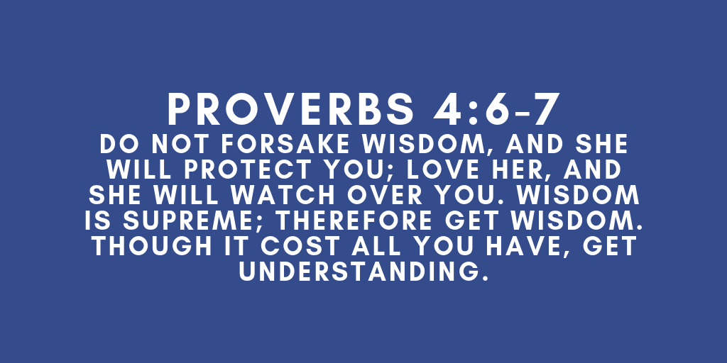 Do not forsake wisdom and she will protect you love her and she will watch over you Wisdom is supreme therefore get wisdom