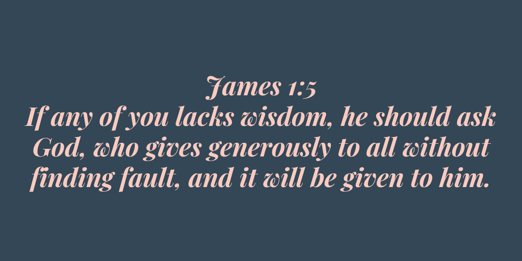 If any of you lacks wisdom he should ask God who gives generously to all without finding fault and it will be given to him